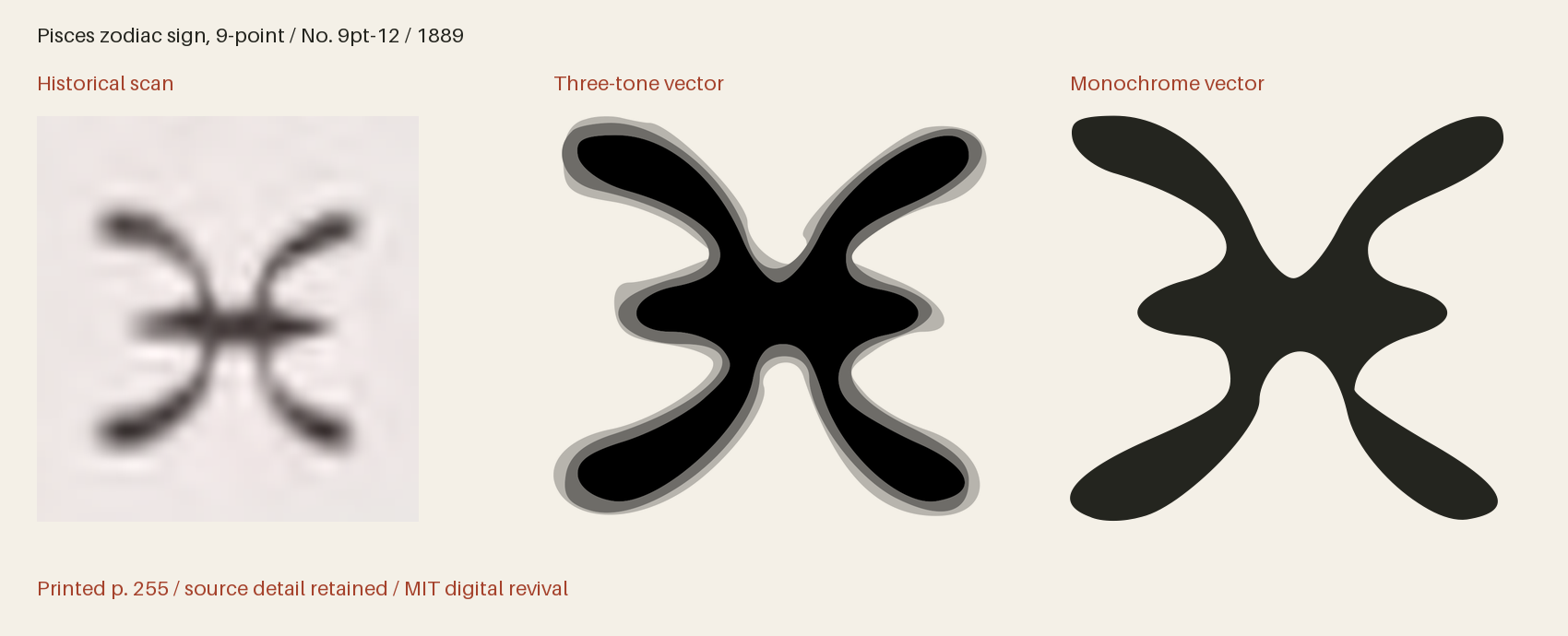 Historical scan beside the three-tone and monochrome vector revivals