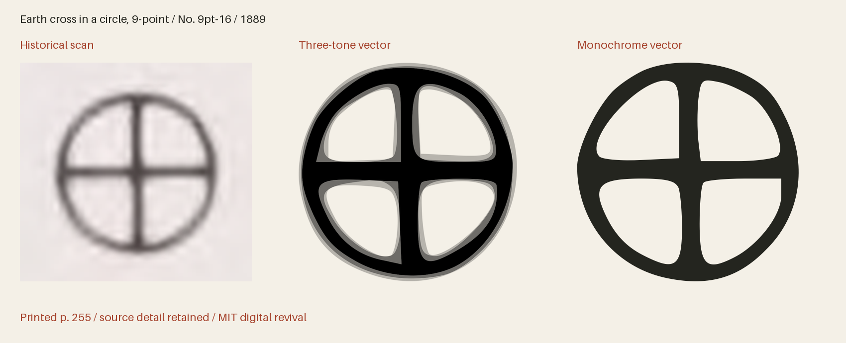 Historical scan beside the three-tone and monochrome vector revivals