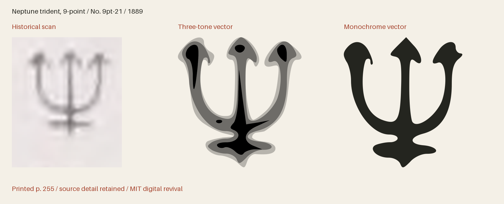 Historical scan beside the three-tone and monochrome vector revivals