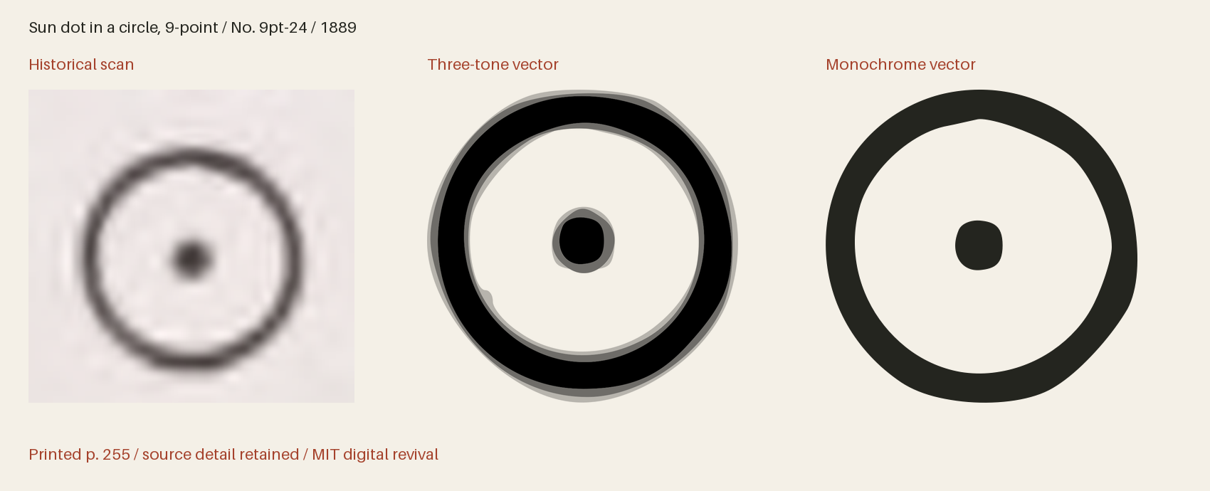 Historical scan beside the three-tone and monochrome vector revivals