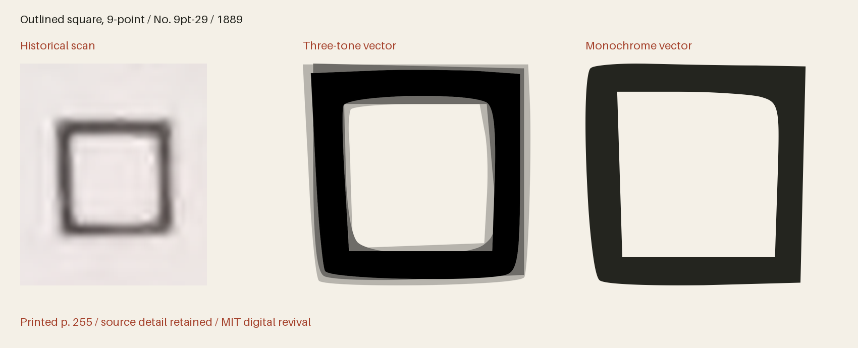 Historical scan beside the three-tone and monochrome vector revivals