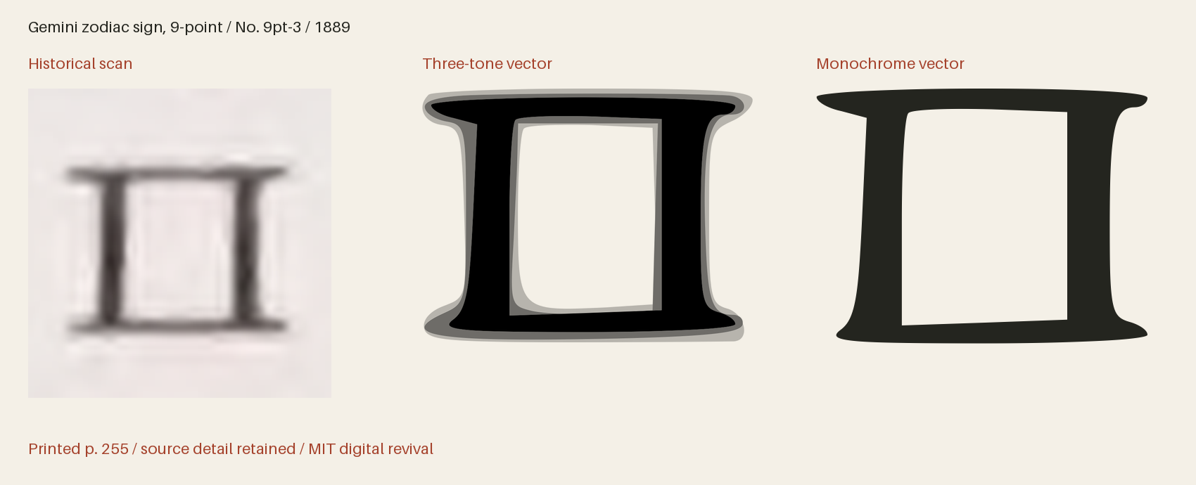 Historical scan beside the three-tone and monochrome vector revivals