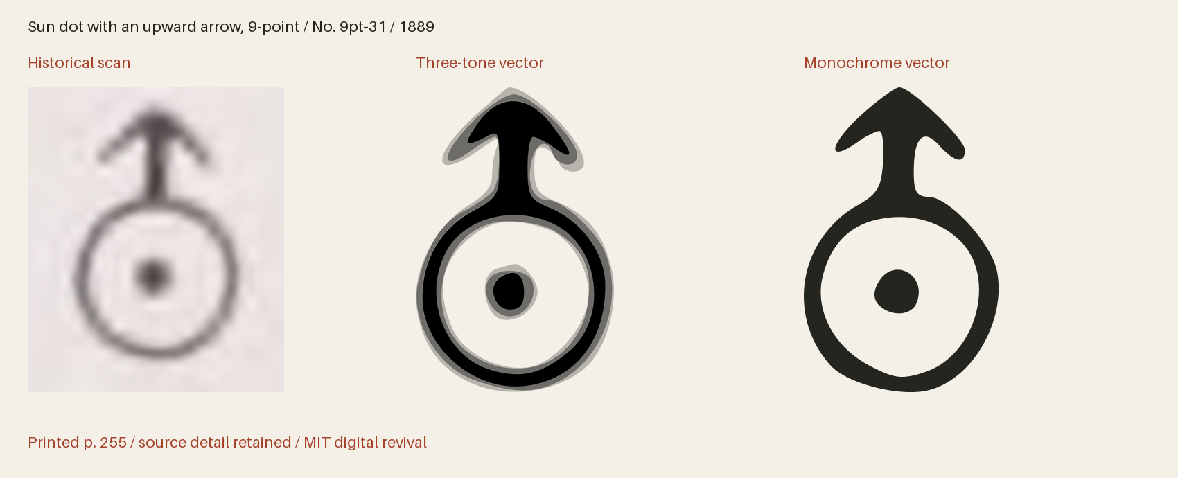 Historical scan beside the three-tone and monochrome vector revivals