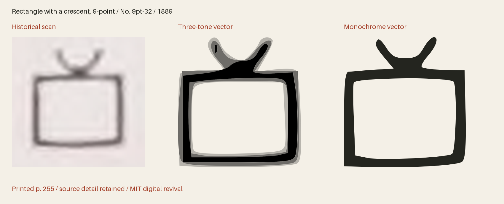 Historical scan beside the three-tone and monochrome vector revivals
