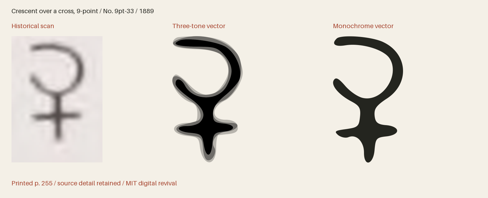 Historical scan beside the three-tone and monochrome vector revivals