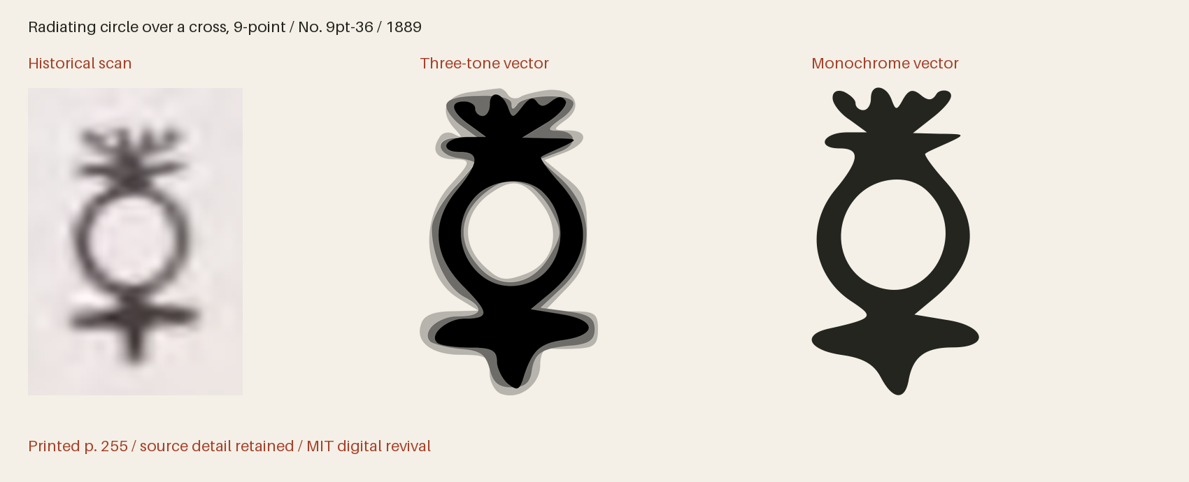 Historical scan beside the three-tone and monochrome vector revivals