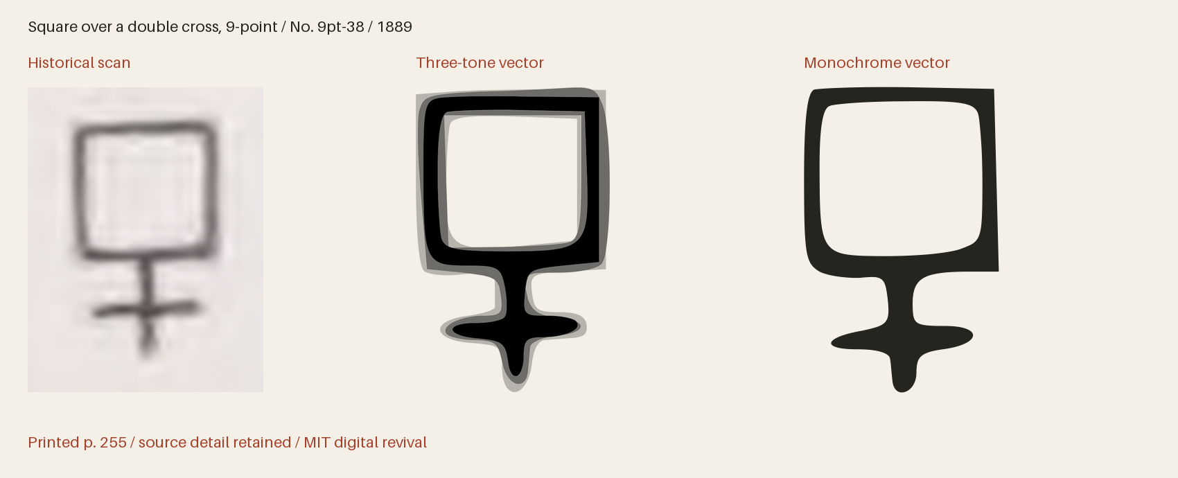Historical scan beside the three-tone and monochrome vector revivals
