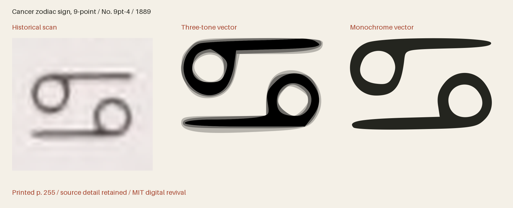 Historical scan beside the three-tone and monochrome vector revivals