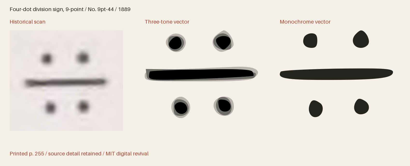 Historical scan beside the three-tone and monochrome vector revivals