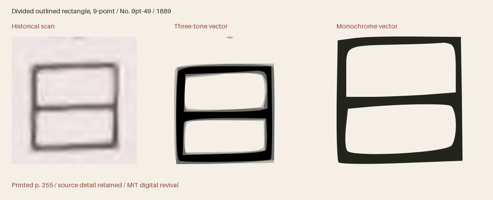 Historical scan beside the three-tone and monochrome vector revivals