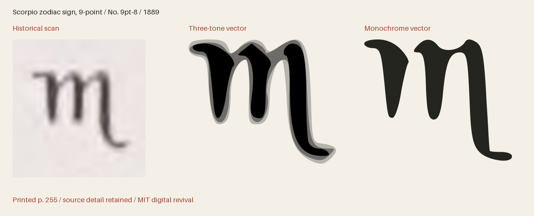 Historical scan beside the three-tone and monochrome vector revivals