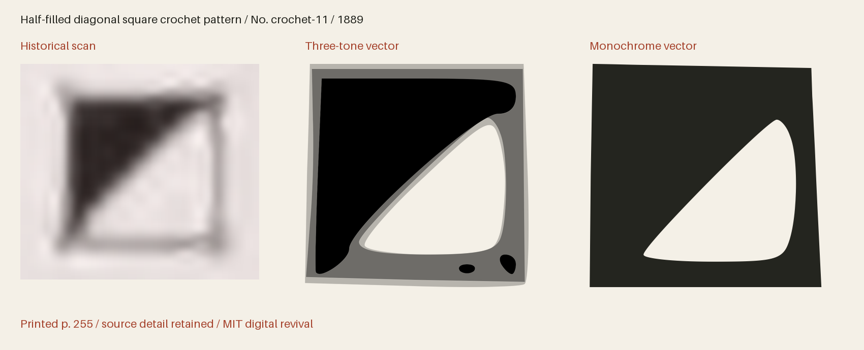 Historical scan beside the three-tone and monochrome vector revivals