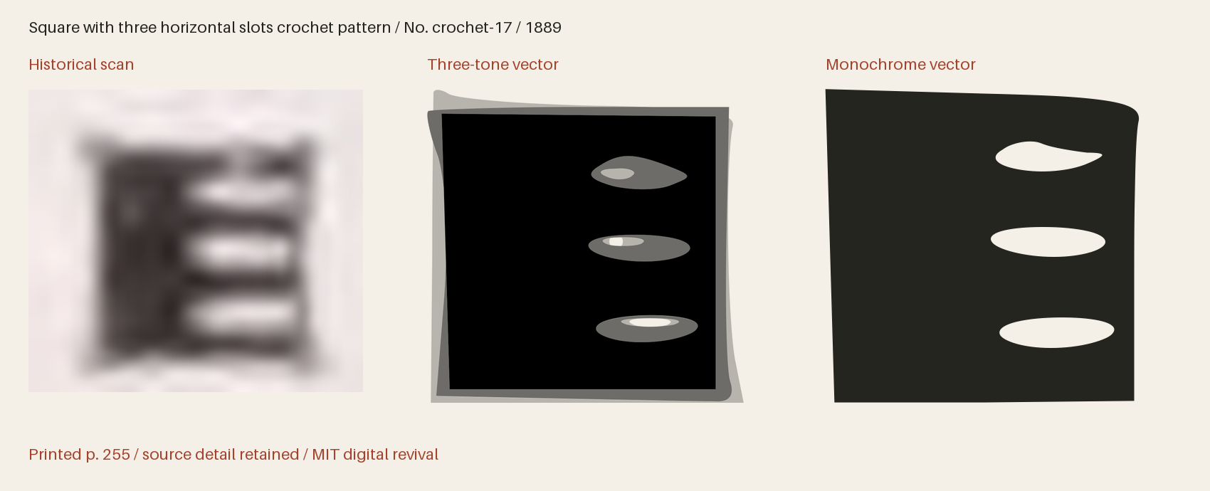 Historical scan beside the three-tone and monochrome vector revivals