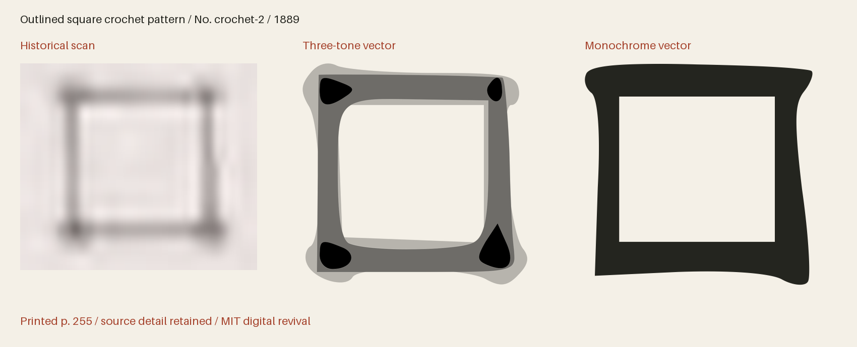 Historical scan beside the three-tone and monochrome vector revivals