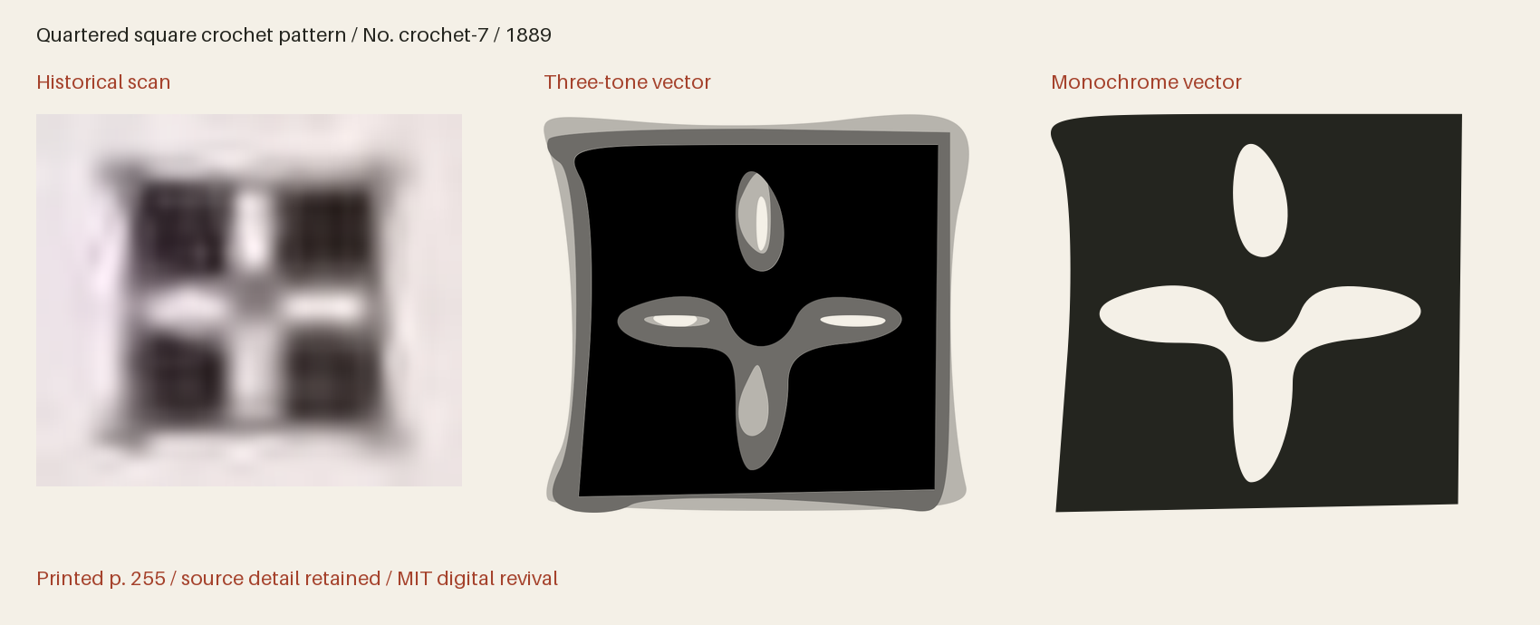 Historical scan beside the three-tone and monochrome vector revivals
