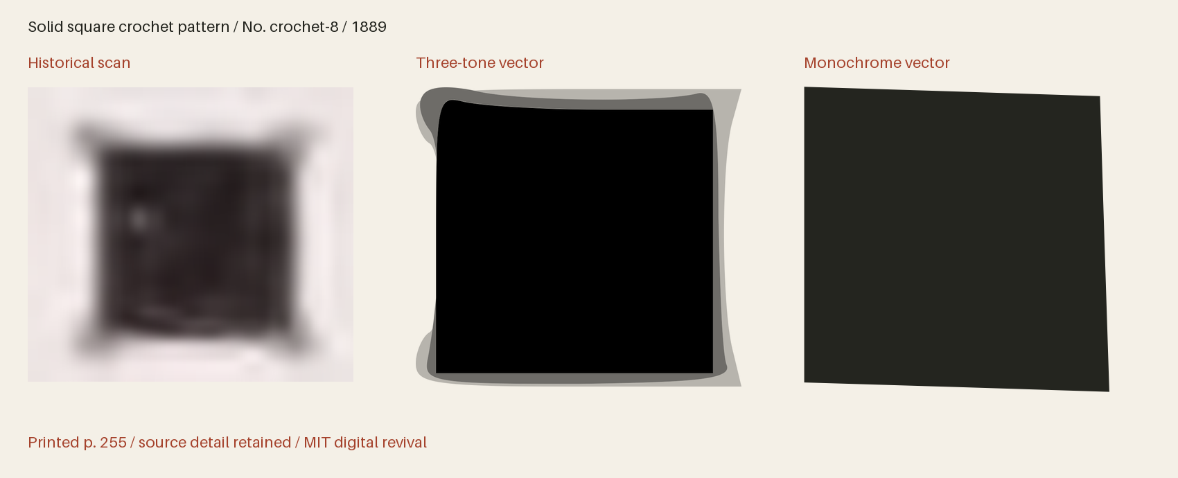 Historical scan beside the three-tone and monochrome vector revivals