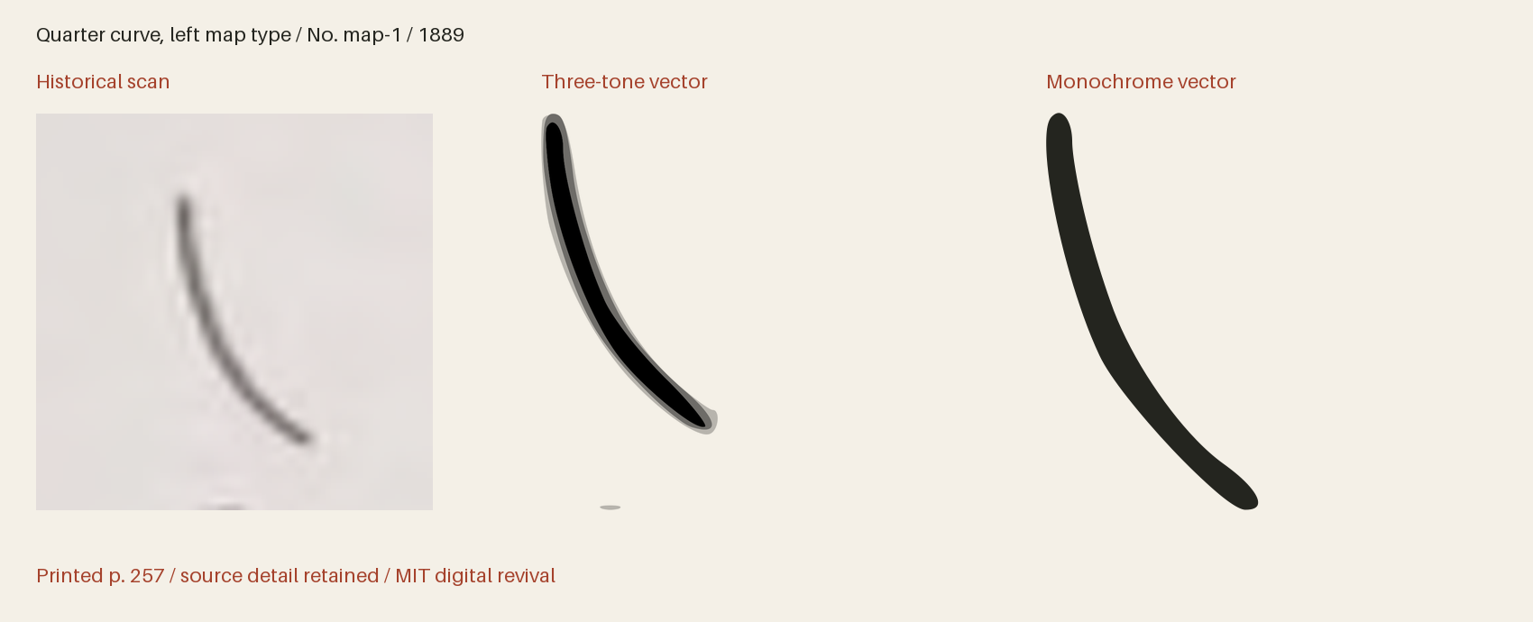 Historical scan beside the three-tone and monochrome vector revivals