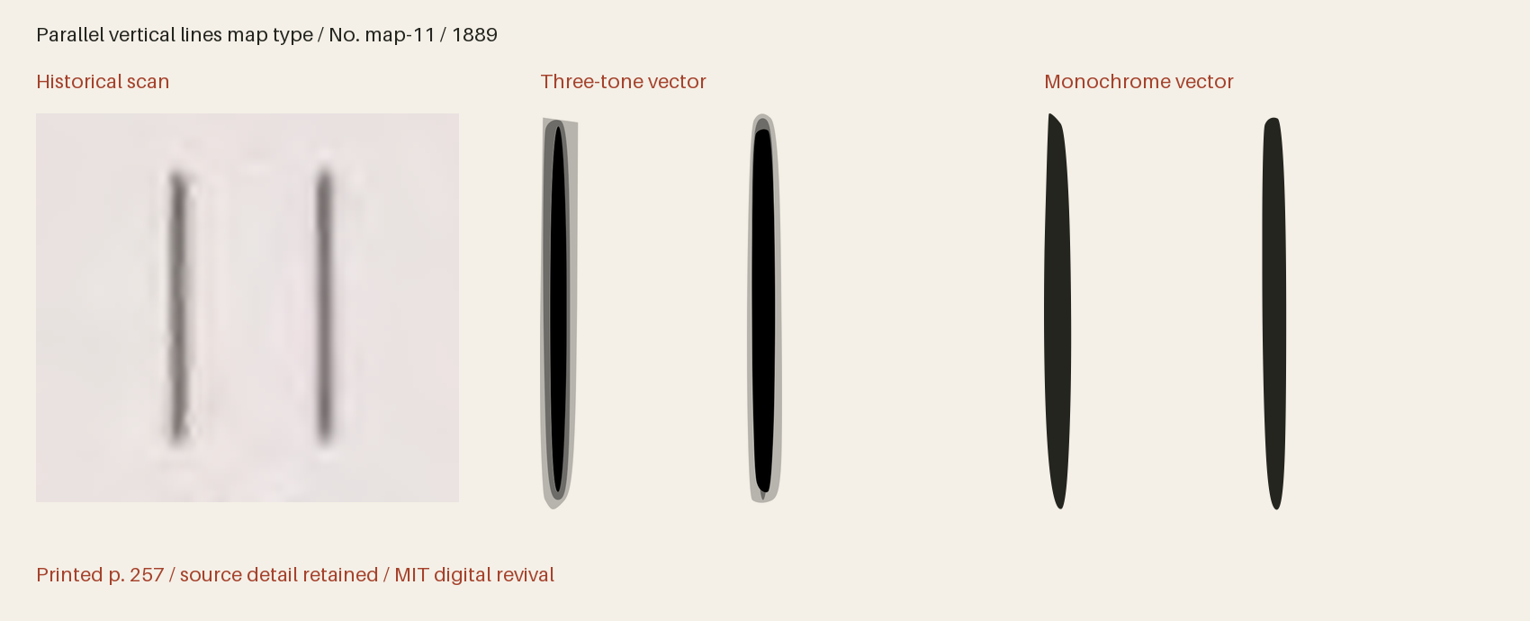 Historical scan beside the three-tone and monochrome vector revivals