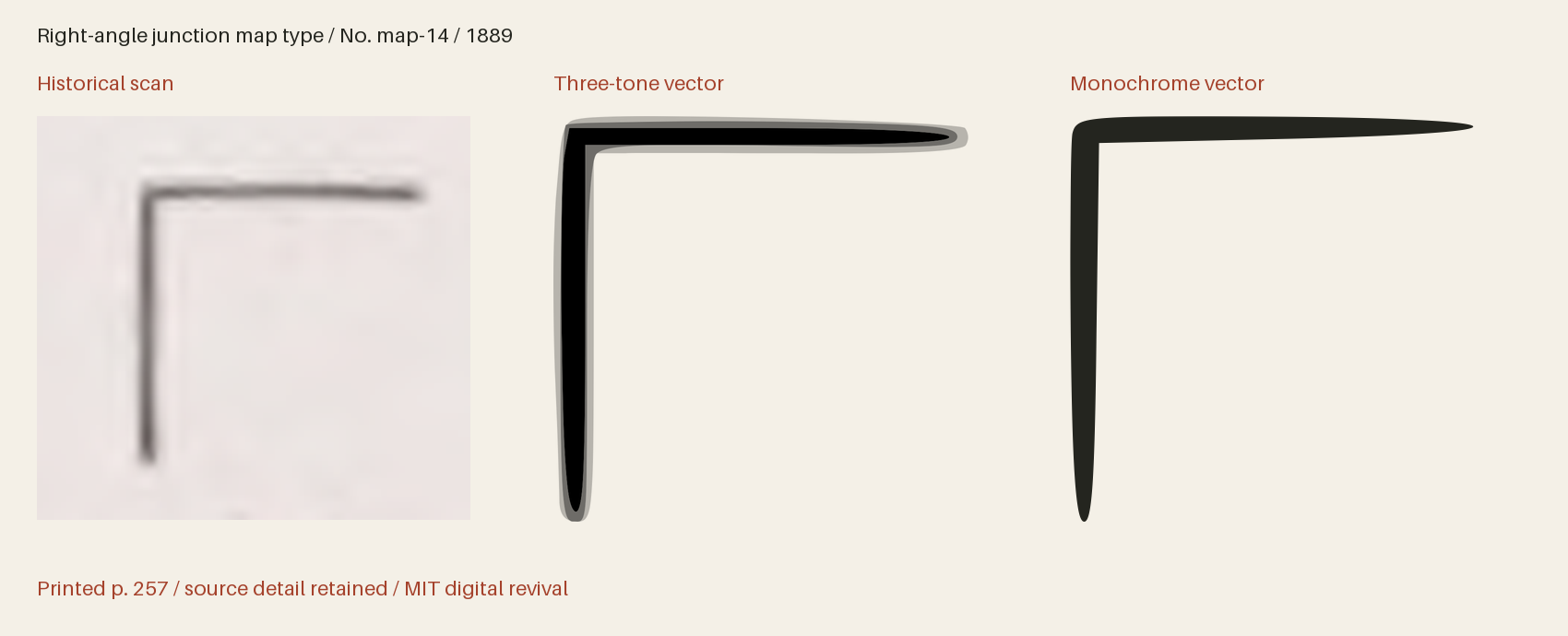 Historical scan beside the three-tone and monochrome vector revivals
