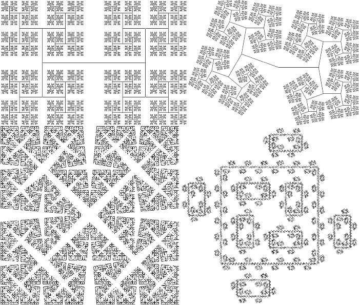 H-figure, Bent H-figure, Spiky Square and Square Islands