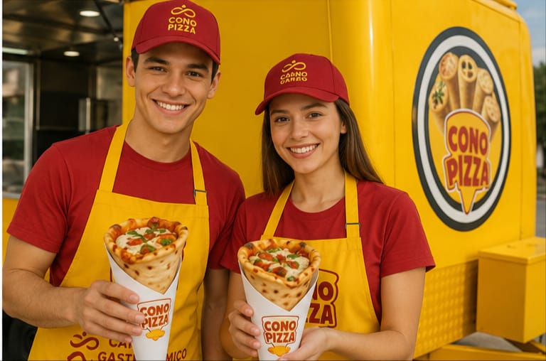 Carro gastronómico de cono pizza