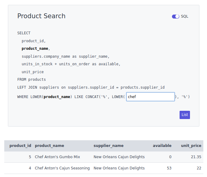 Simple JSON transformed into a fairly usable reasonable web interface