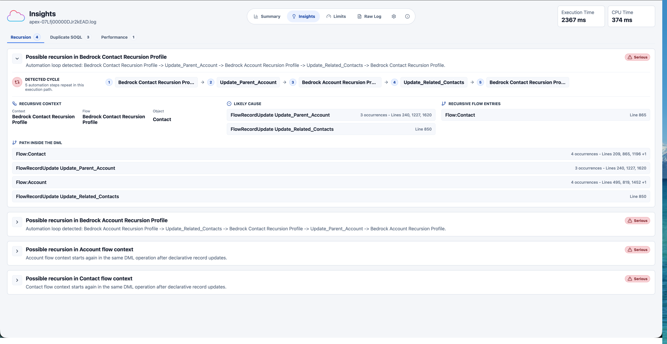 Recursion insights view