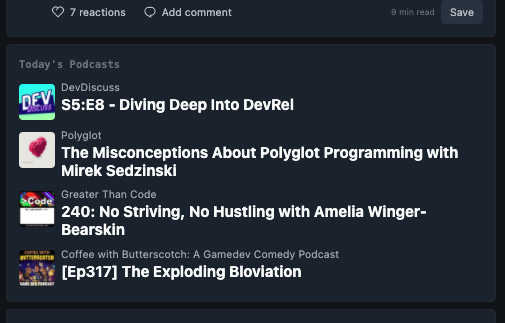 New podcast episodes appearing in a user's feed