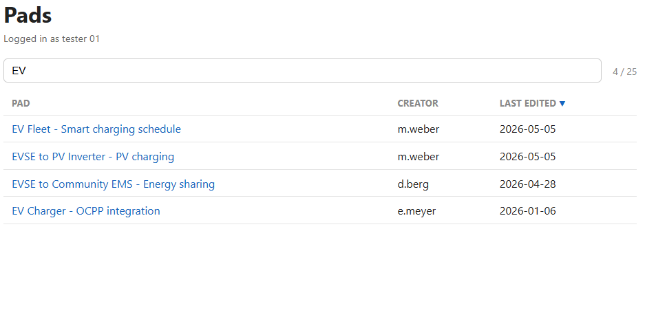 Typing into the filter narrows the list to 4 of 25 matches, sorted by last edited