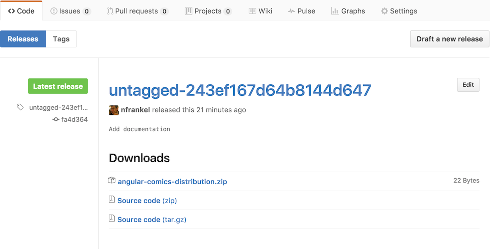 Nouvelle release dans Github