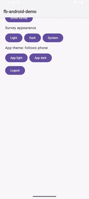 Switching light, dark and system while a survey is open
