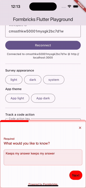 Switching system appearance with the app theme while a survey is open