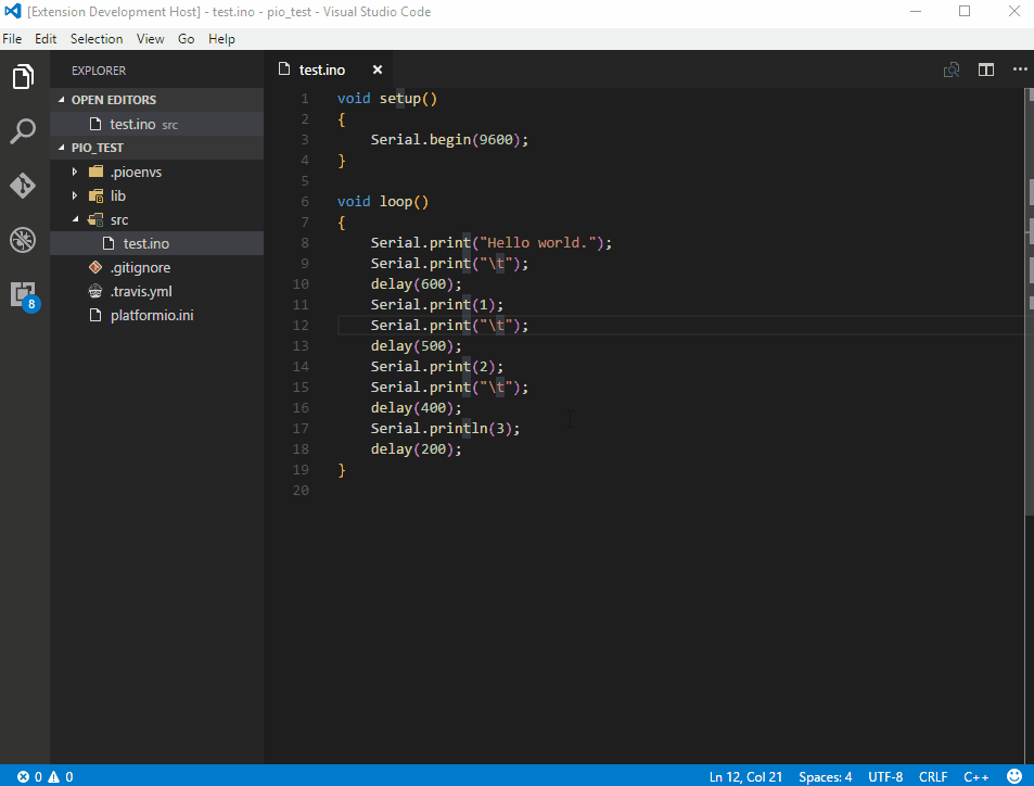 Vs code explorer. Visual Studio и PLATFORMIO ide. Разработка Development хост. PLATFORMIO Serial Monitor Speed. 30 % Визуал.