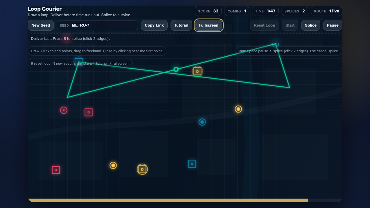 Loop Courier seeded transit route after a successful delivery