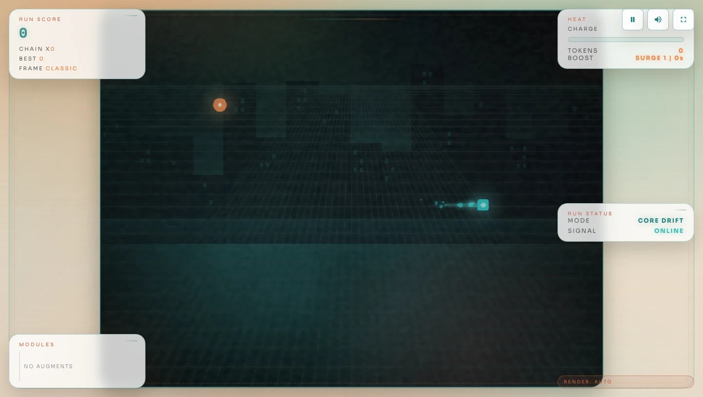 Solar Drift warm retro-futurist Snake roguelite