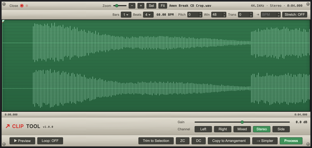 Zoomed in to the waveform