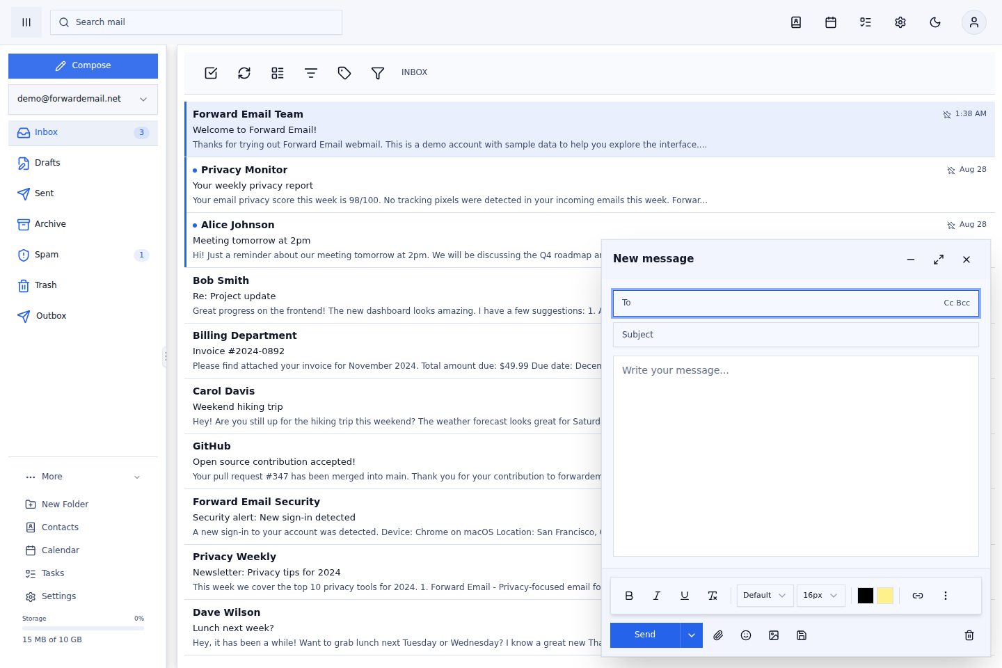 Light mode compose window