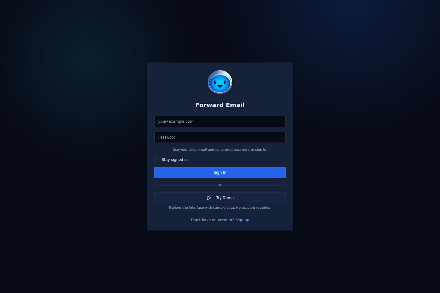 Dark mode login page