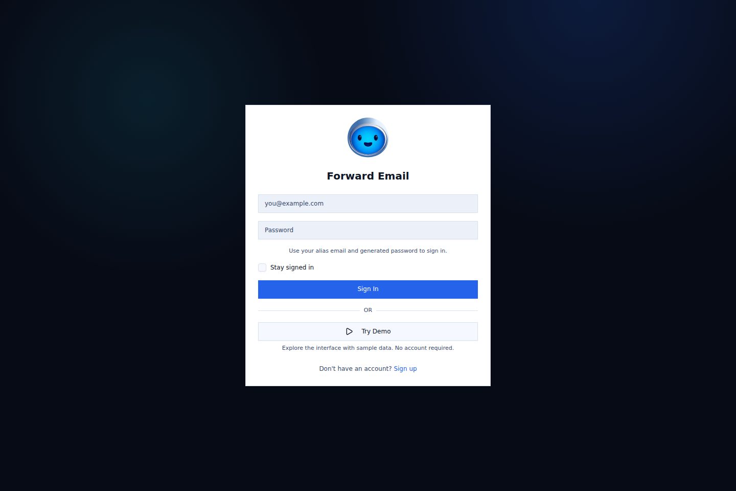 Light mode login page