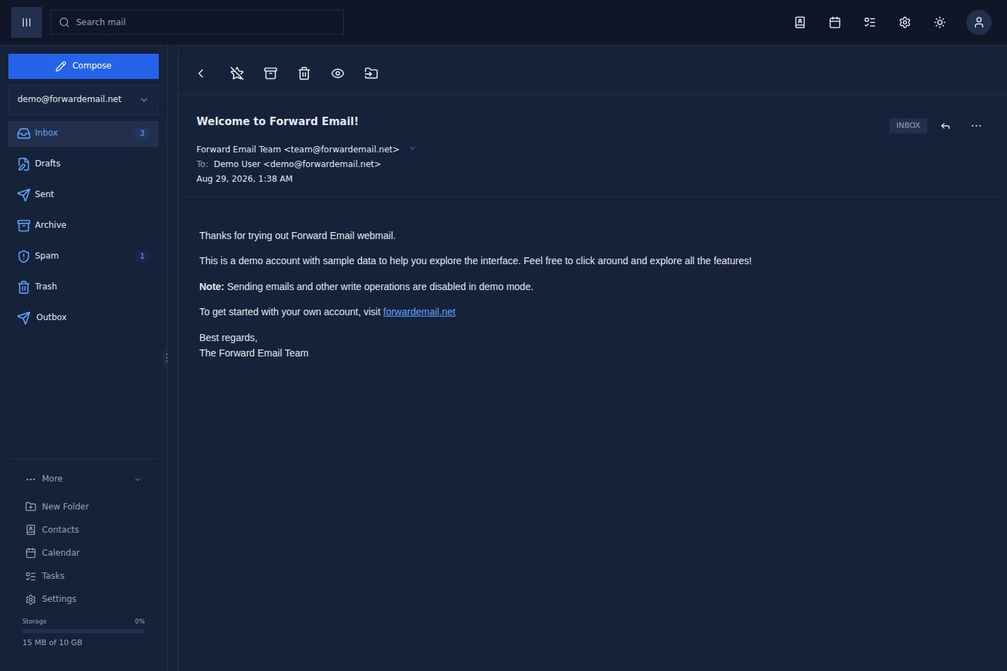 Dark mode message view