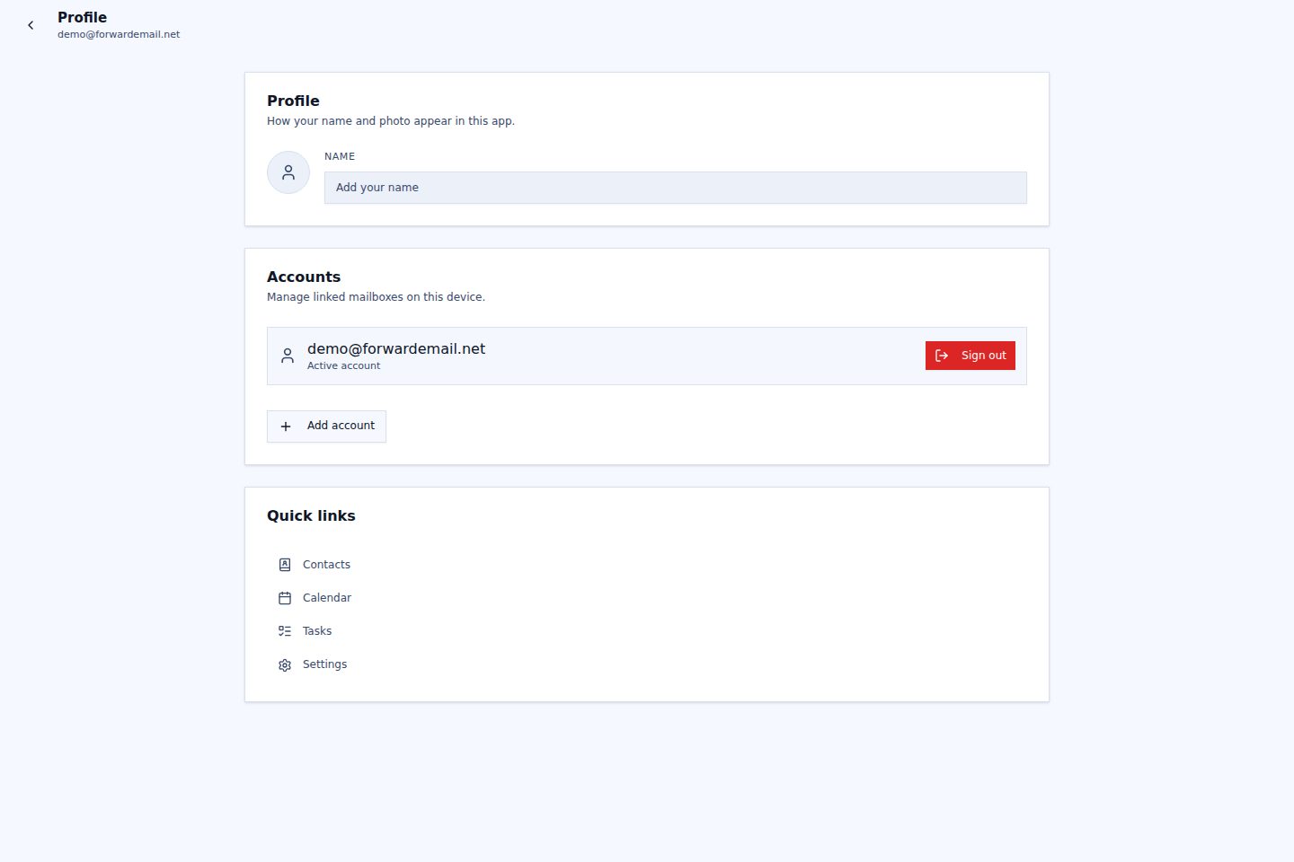 Light mode profile page