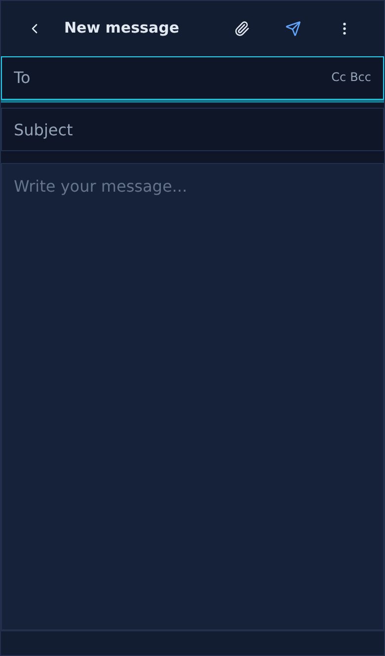 Dark mode mobile compose window