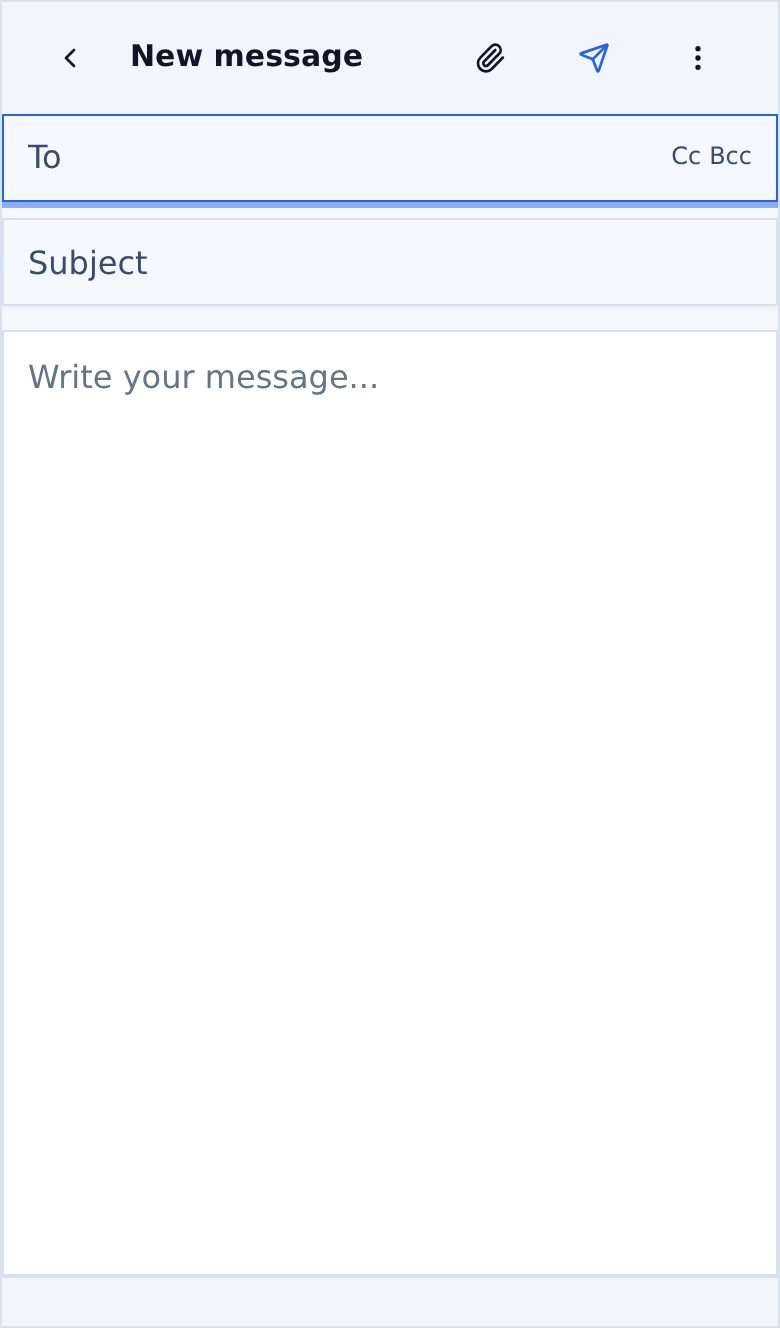 Light mode mobile compose window