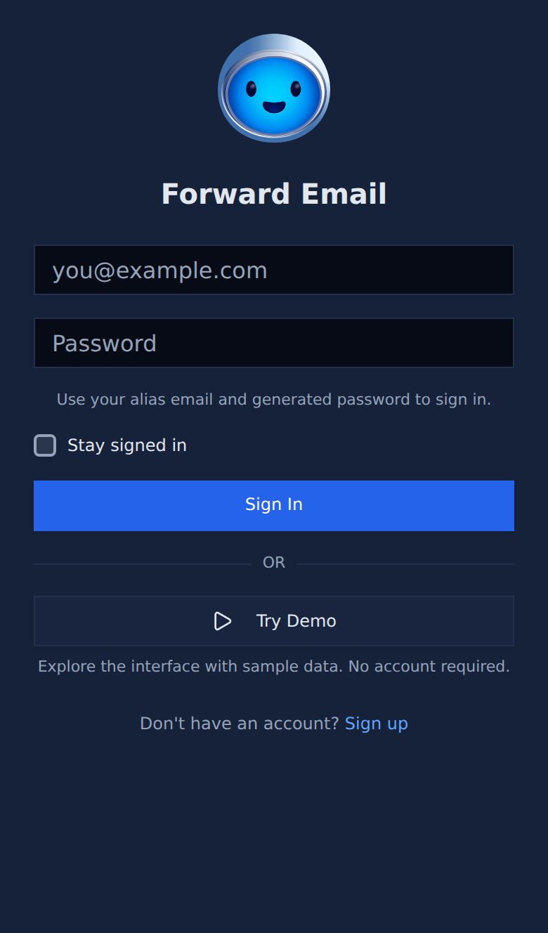 Dark mode mobile login page