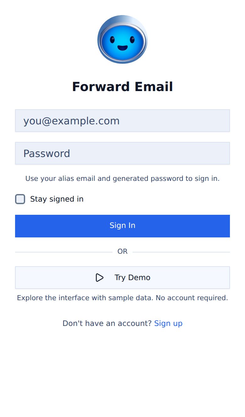 Light mode mobile login page