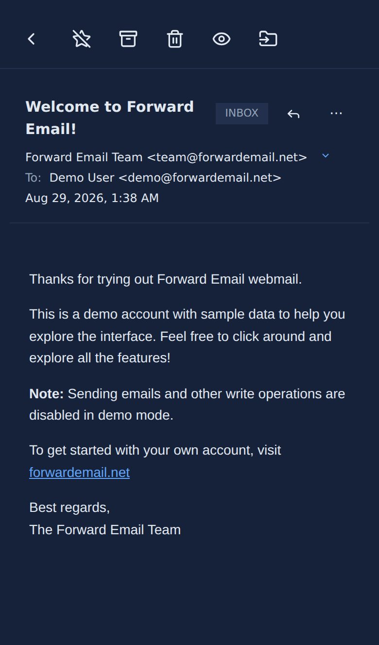 Dark mode mobile message view