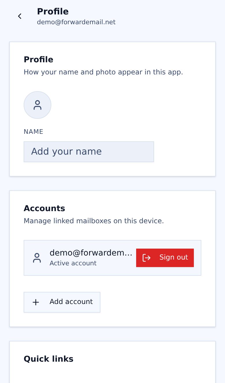 Light mode mobile profile page