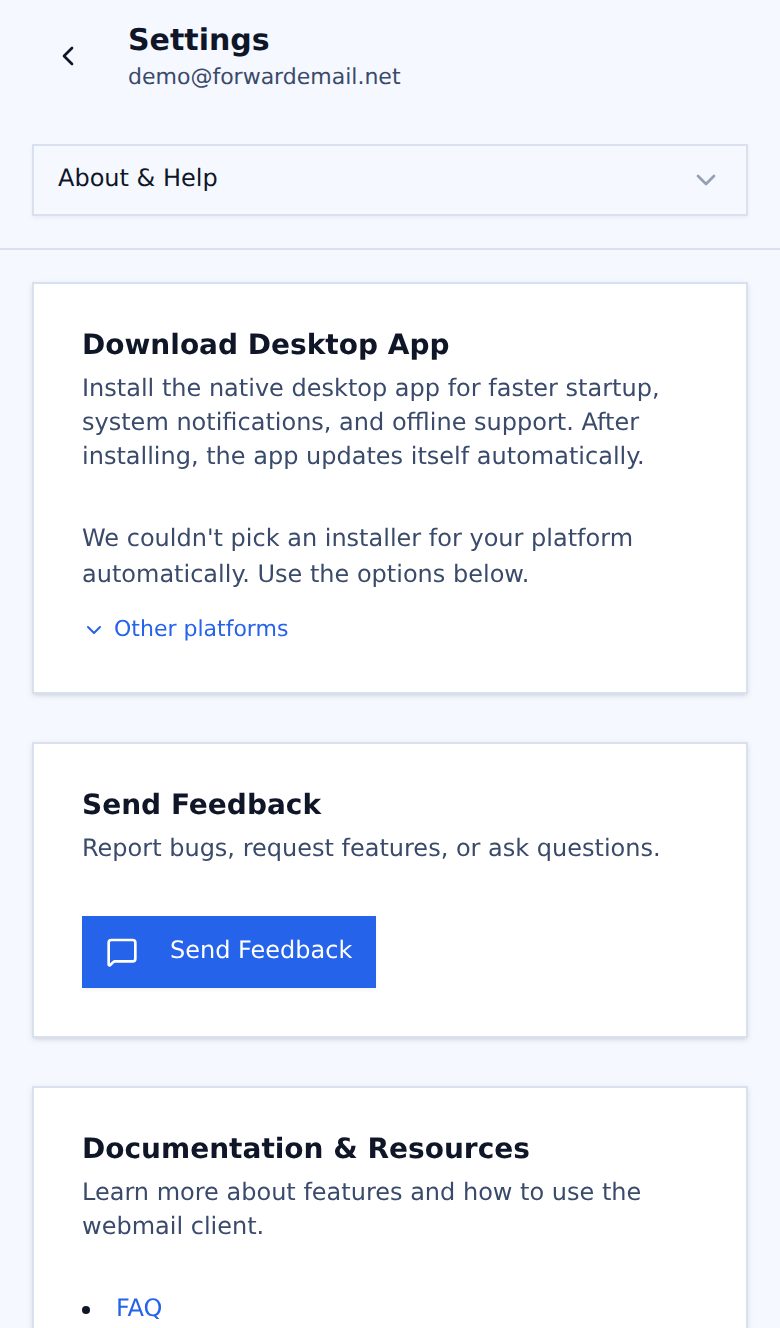 Light mode mobile about and help page