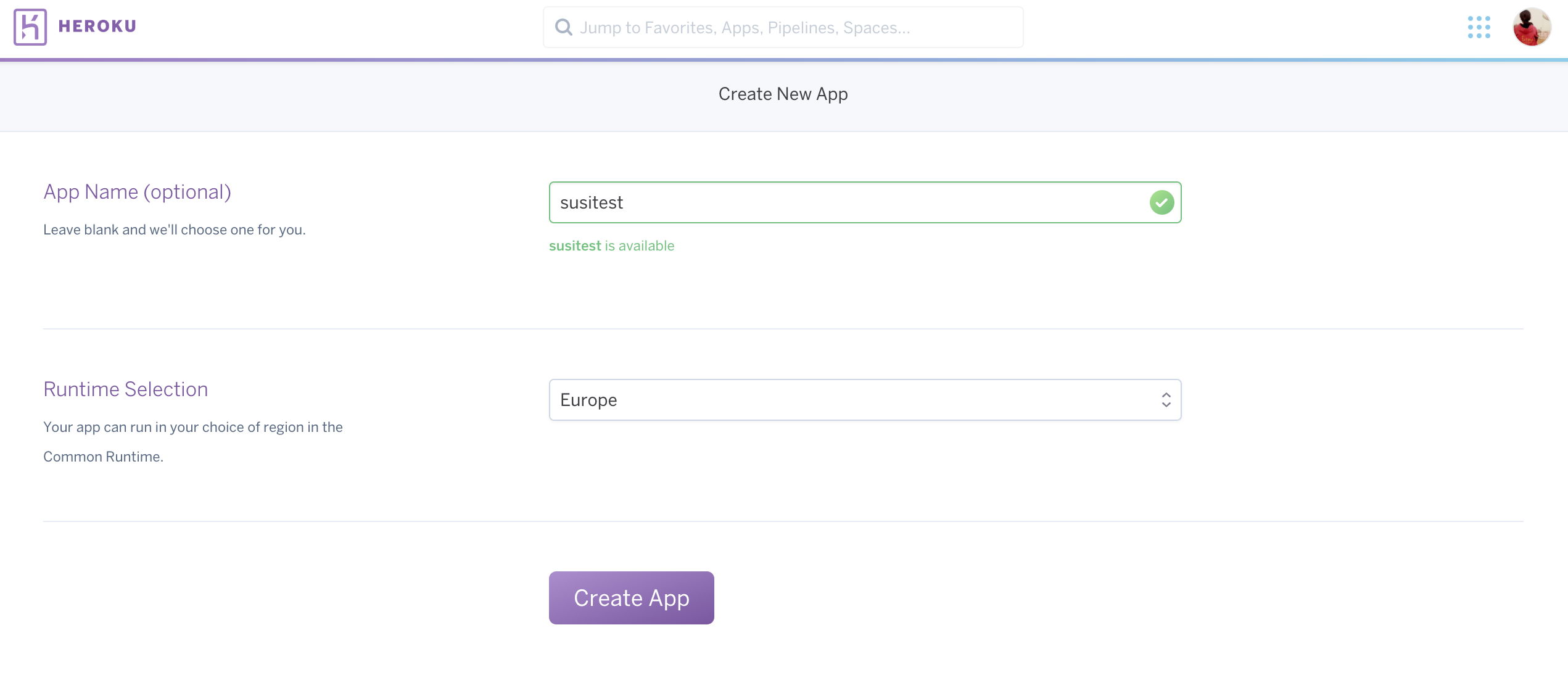 New Heroku App