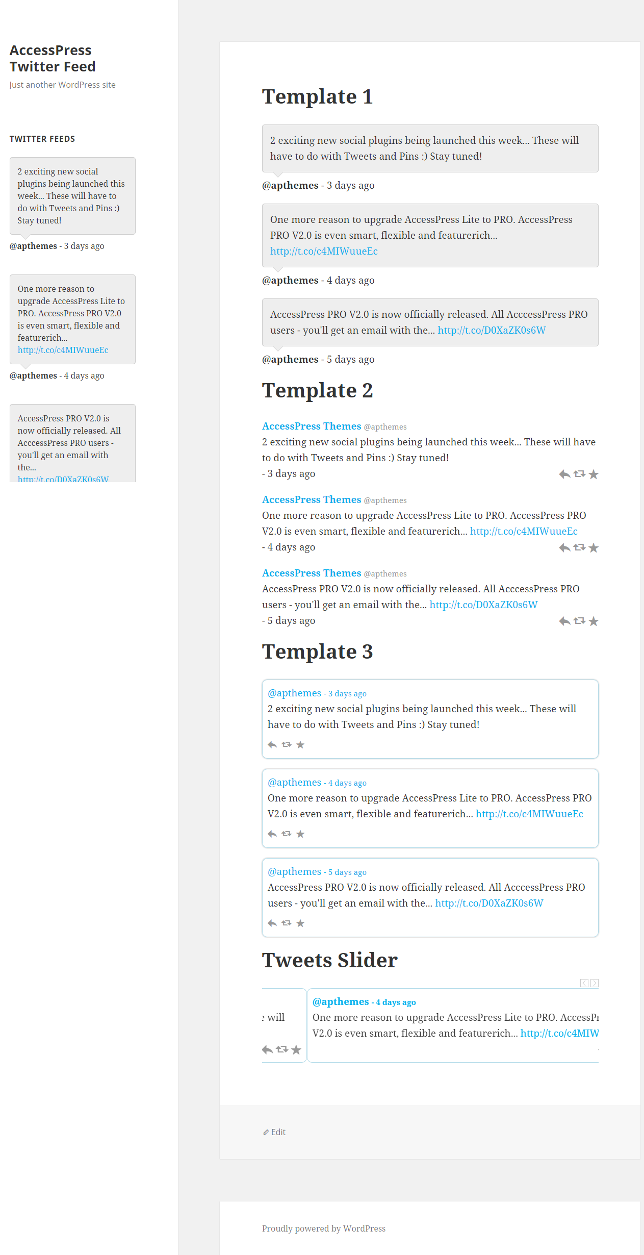 Frontend Display of Twitter Feeds